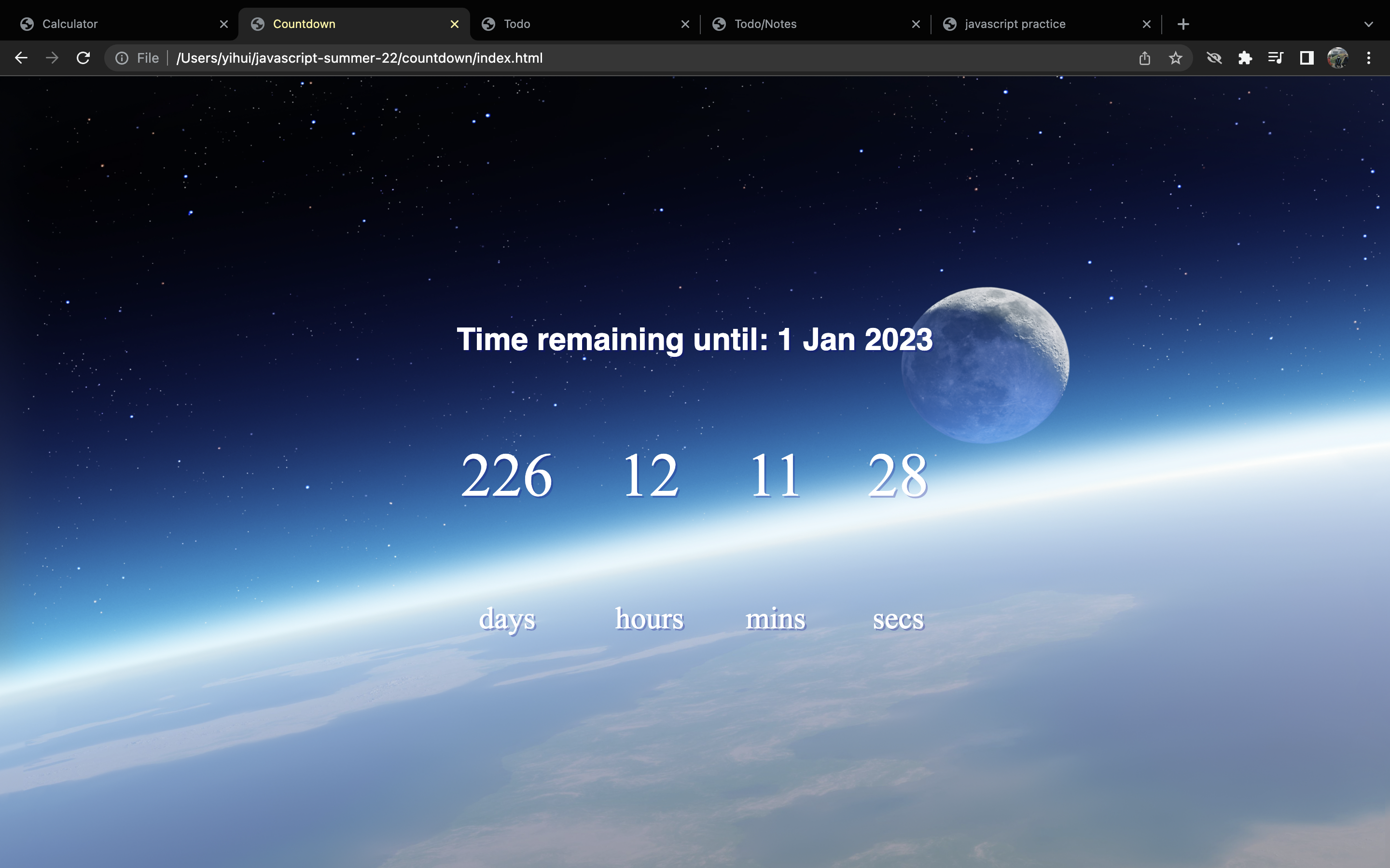 countdown javascript